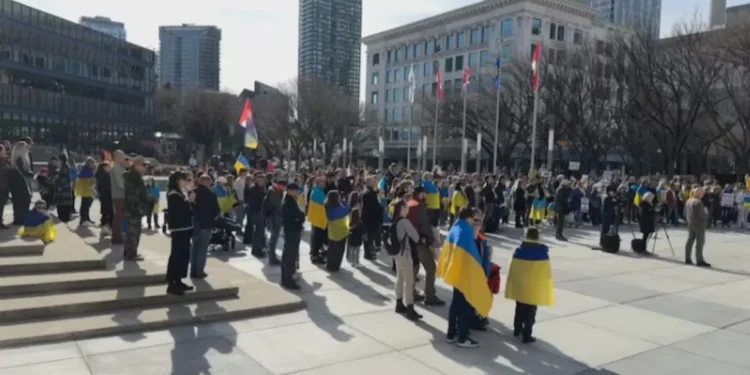 കാൽഗറിയിൽ യുക്രേനിയൻ സമൂഹത്തിന്റെ പ്രക്ഷോഭ റാലി