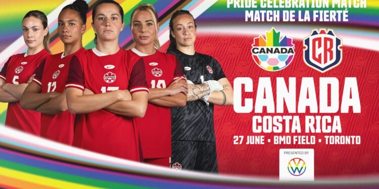 കോസ്റ്റാറിക്കയെ നേരിടാനൊരുങ്ങി കാനഡ വനിതാ ഫുട്ബോൾ ടീം; ടൊറണ്ടോയിൽ ജൂൺ 27ന് പ്രൈഡ് ആഘോഷ സൗഹൃദ മത്സരം
