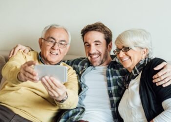 family taking selfee