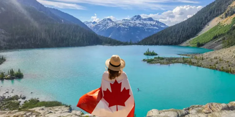 girl in canada flag