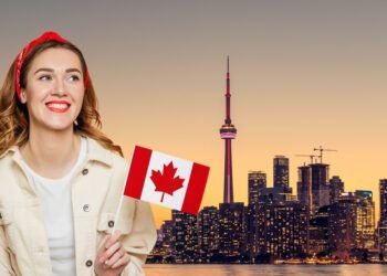 lady with canada flag