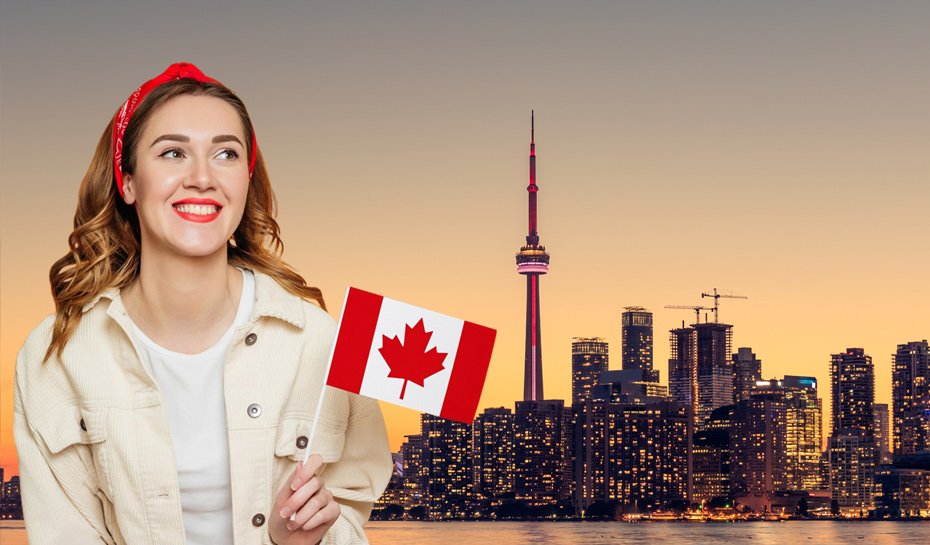 lady with canada flag