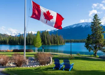 canadian flag in a tourist place