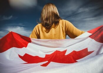 lady holding canada flag
