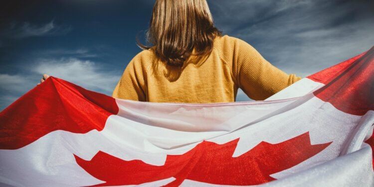 lady holding canada flag