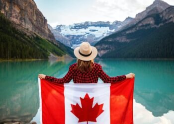 WOMEN WITH CANADA FLAG