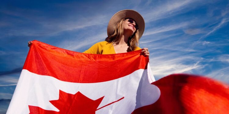girl with canada flag
