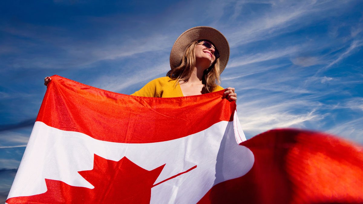 girl with canada flag
