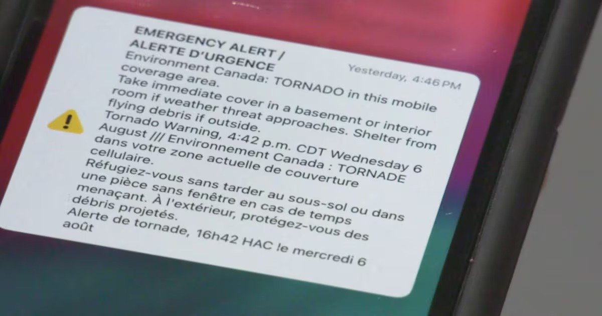 വിന്നിപെഗിൽ അപ്രതീക്ഷിത ടൊർണാഡോ മുന്നറിയിപ്പ്: പരിഭ്രാന്തരായി ആളുകൾ