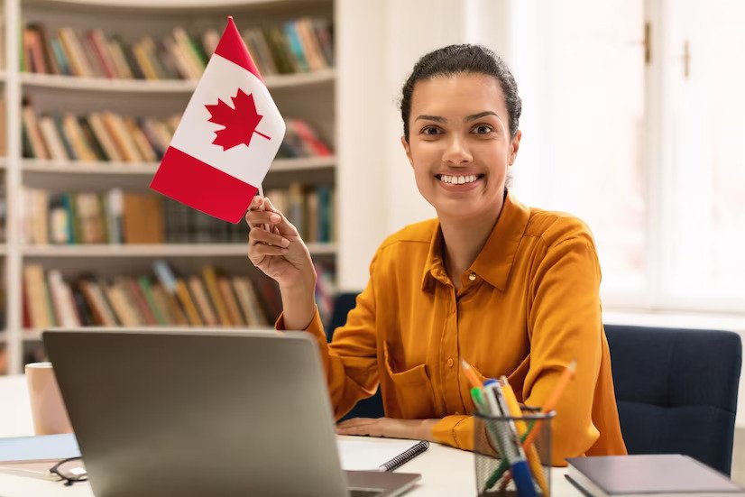 lady with a canada flag