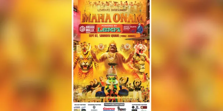 ടൊറന്റോ ലെവിറ്റേറ്റ് മഹാഓണം സെപ്റ്റംബർ 7ന്: ഘോഷയാത്രയിൽ പങ്കെടുത്ത് സമ്മാനവും നേടാം 1 maha onam toronto