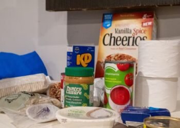 a group of food items on a counter