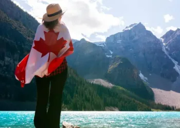 LADY WITH CANADA FLAG