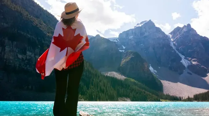 LADY WITH CANADA FLAG