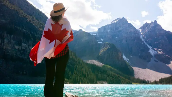 LADY WITH CANADA FLAG