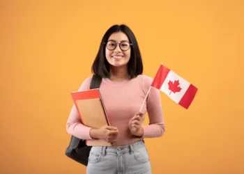 student with canada flag