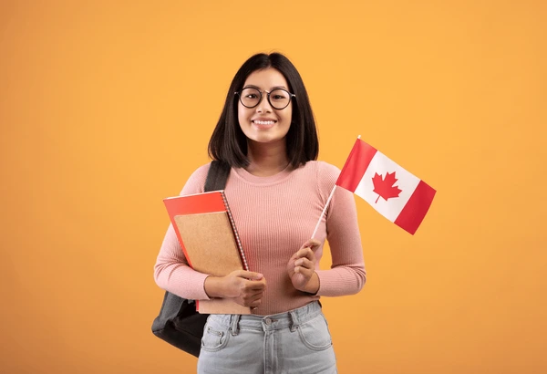 student with canada flag