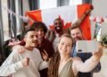 happy people with canada flag