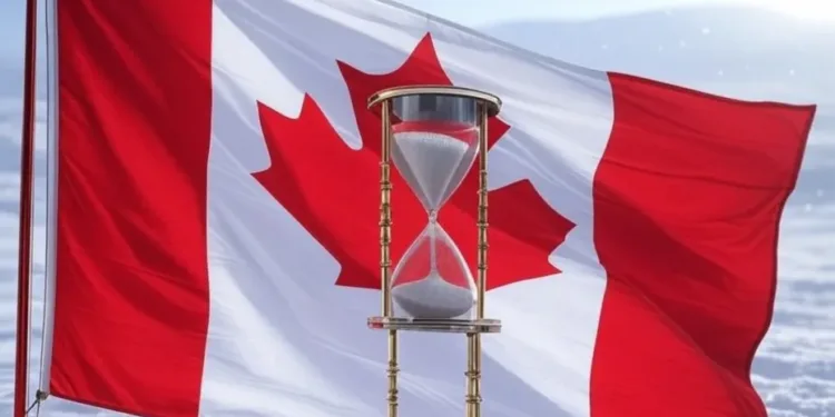 കാനഡയിലേക്കുള്ള കുടിയേറ്റ അപേക്ഷകളുടെ പ്രോസസിംഗ് സമയം പ്രഖ്യാപിച്ച് IRCC; അറിയാം ഏറ്റവും പുതിയ വിവരങ്ങൾ 1 canada flag with sand clock