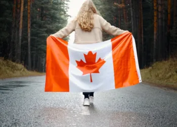 student with canada flag