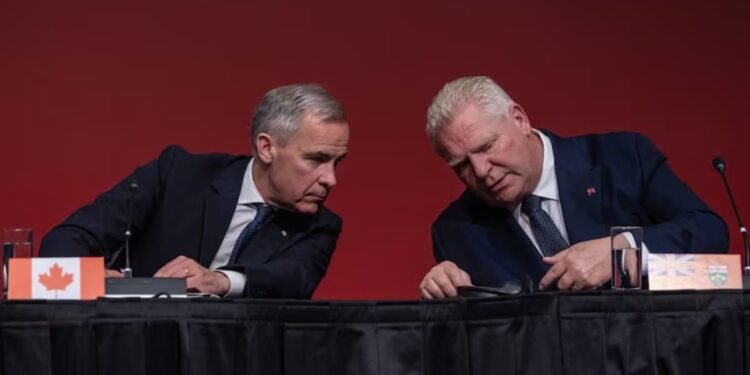 ചൈനീസ് ഇലക്ട്രിക് വാഹനങ്ങൾക്ക് 100% താരിഫ് തുടരണമെന്ന ആവശ്യവുമായി ഒന്റാറിയോ പ്രീമിയർ 1 carney and ford