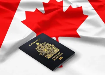 canada passport and flag