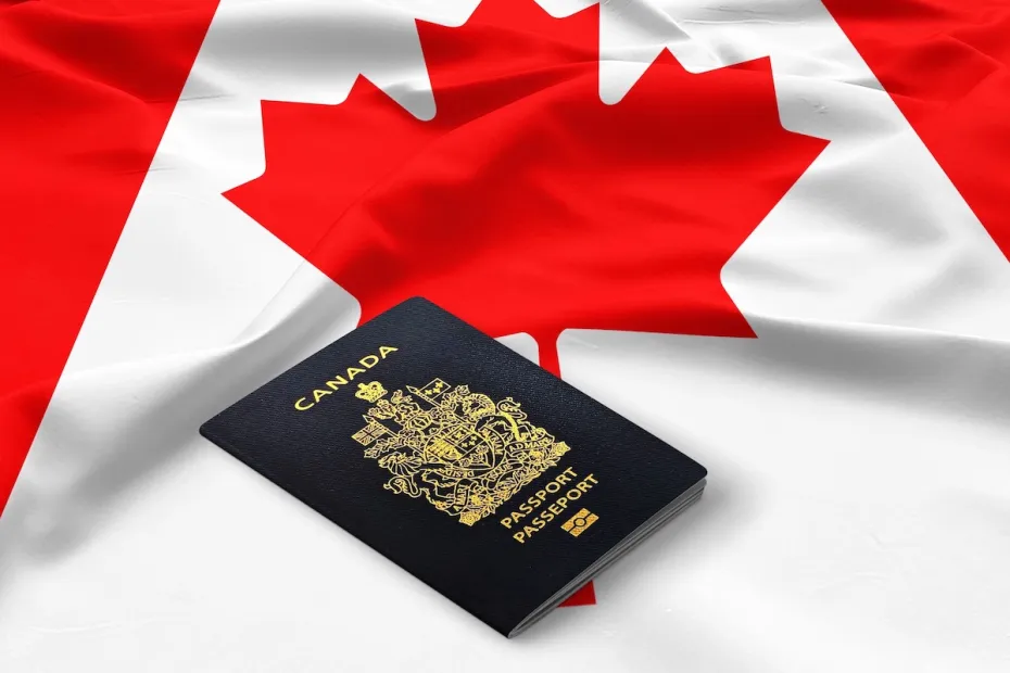 canada passport and flag