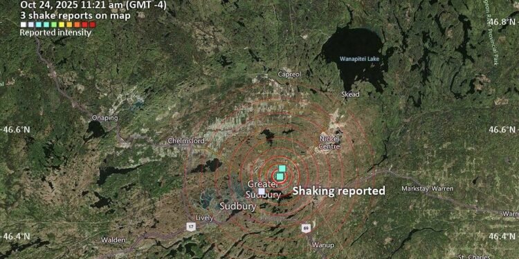 Volcano Discovery reported an earthquake-like event near Greater Sudbury.