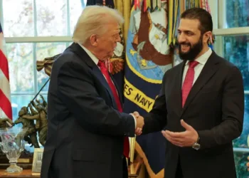 US President Donald Trump and Syrian President Ahmed al-Sharaa.