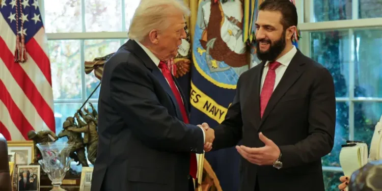 US President Donald Trump and Syrian President Ahmed al-Sharaa.