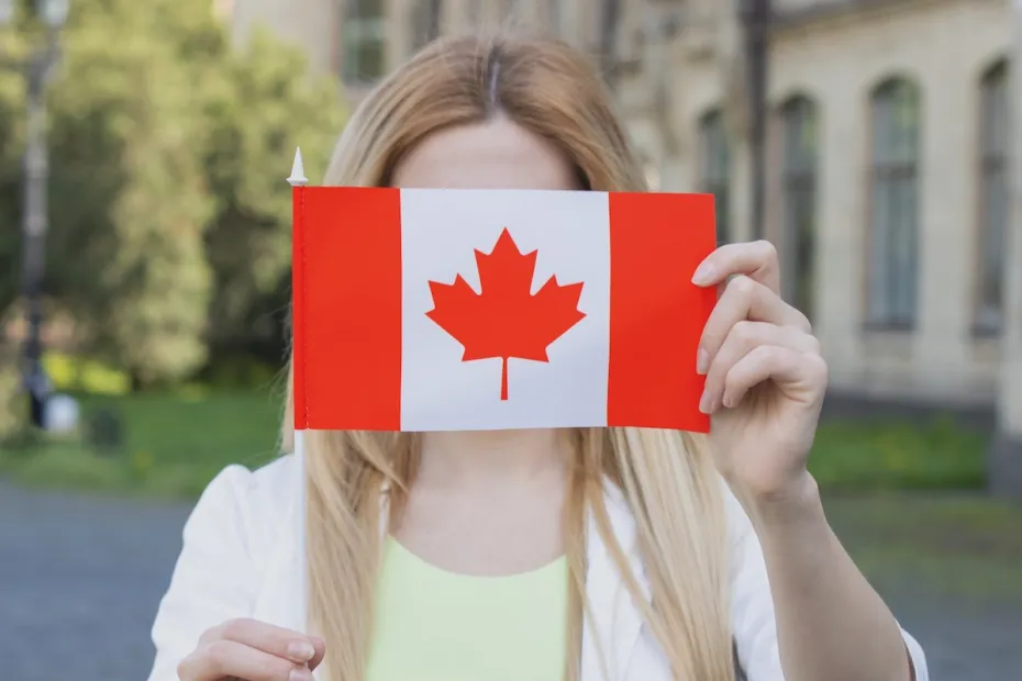 girl holding canada flag