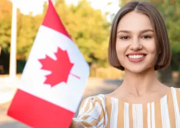 lady with canada flag