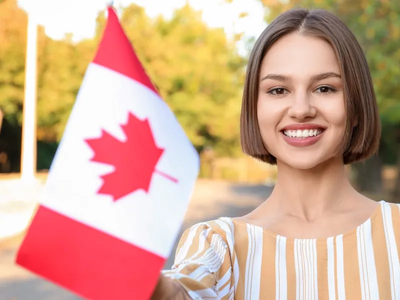 lady with canada flag