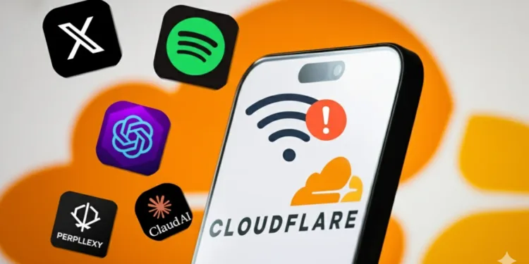 ഇന്റർനെറ്റ് സേവനങ്ങൾ തടസ്സപ്പെട്ടു; ChatGPT, X Spotify ഉൾപ്പെടെയുള്ള വൻകിട പ്ലാറ്റ്ഫോമുകളെ ബാധിച്ച് Cloudflare തകരാർ 1 Cloudflare Outage