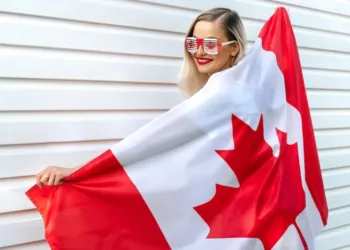 lady with canada flag