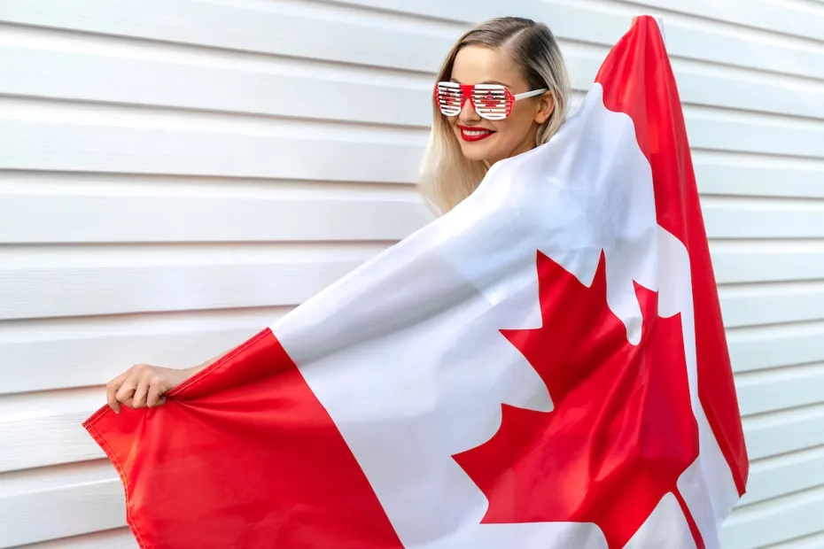 lady with canada flag