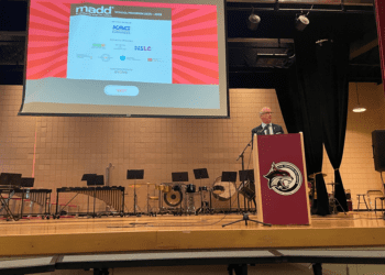 MLA for White City – Qu’Appelle, Brad Crassweller, speaks in front of students