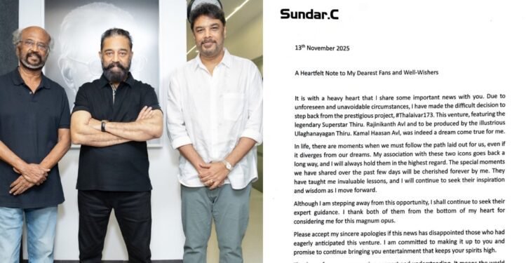 സ്വപ്ന ചിത്രത്തിൽ നിന്ന് പിൻമാറി സുന്ദർ സി; രജനികാന്ത്-കമൽ ഹാസൻ ചിത്രം പ്രതിസന്ധിയിൽ?