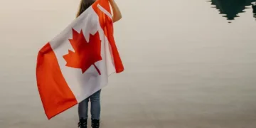 women with canada flag
