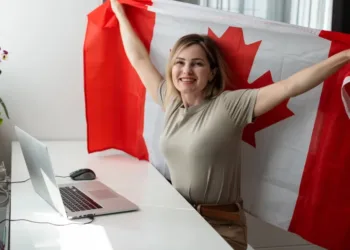 lady with canada flag