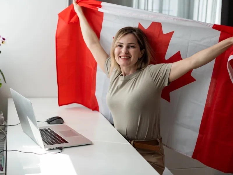 lady with canada flag