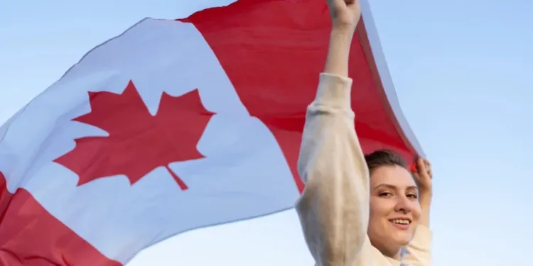 lady with a canada flag