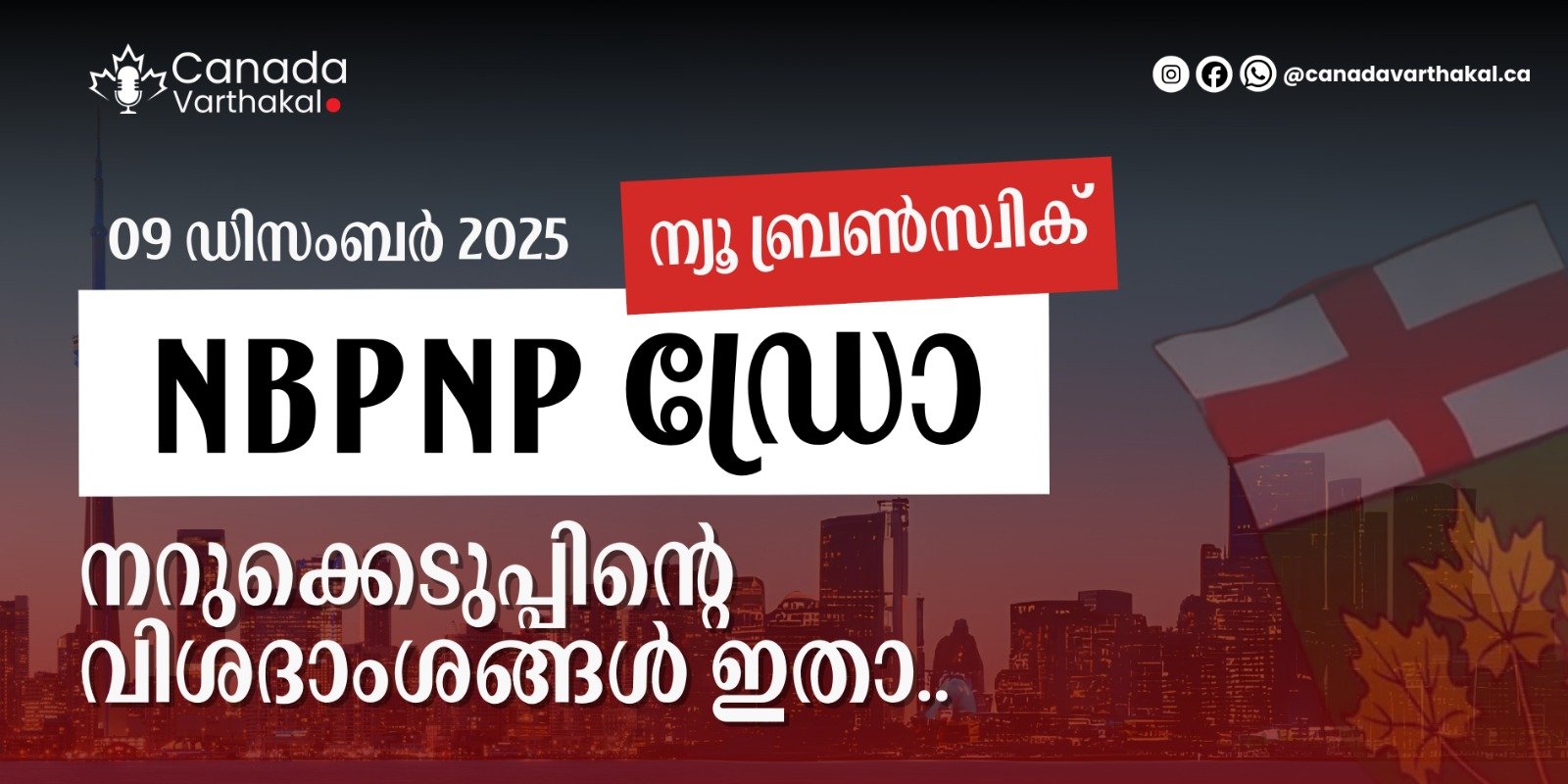 ന്യൂ ബ്രൺസ്‌വിക് പ്രൊവിൻഷ്യൽ നോമിനി പ്രോഗ്രാം: ഡിസംബർ 9-ന് നടന്ന നറുക്കെടുപ്പിന്റെ വിശദാംശങ്ങൾ ഇതാ