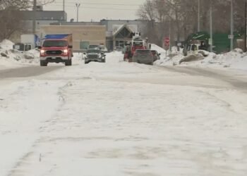 A snowy road in Winnipeg