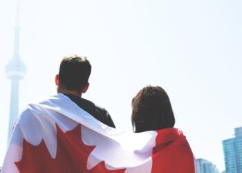 couple with canadian flag