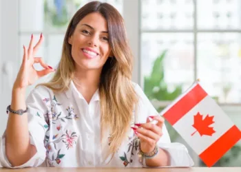 lady with canada flag