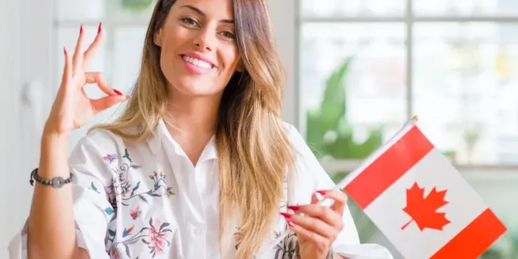 lady with canada flag