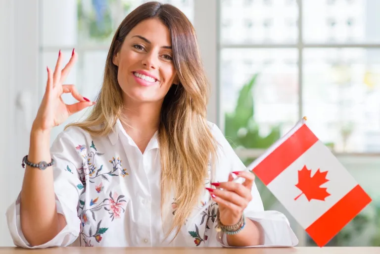 lady with canada flag
