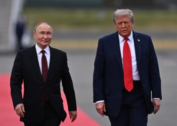 Vladimir Putin and Donald Trump in Alaska in August 2025.