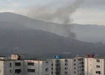 Smoke rises from Fort Tiuna, the main military garrison in Caracas